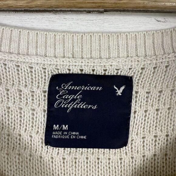 American Eagle Outfitters Vintage Y2K Cotton 3/4 Sleeve Sweater Womens Medium - Picture 3 of 5